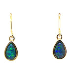Gold plated tear drop shaped triplet opal earrings (gpte8169)