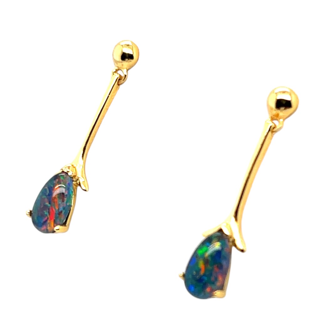 Gold plated Sterling Silver Triplet Opal Earrings (gpte962) Gold plated Sterling Silver Triplet Opal Earrings (gpte962)