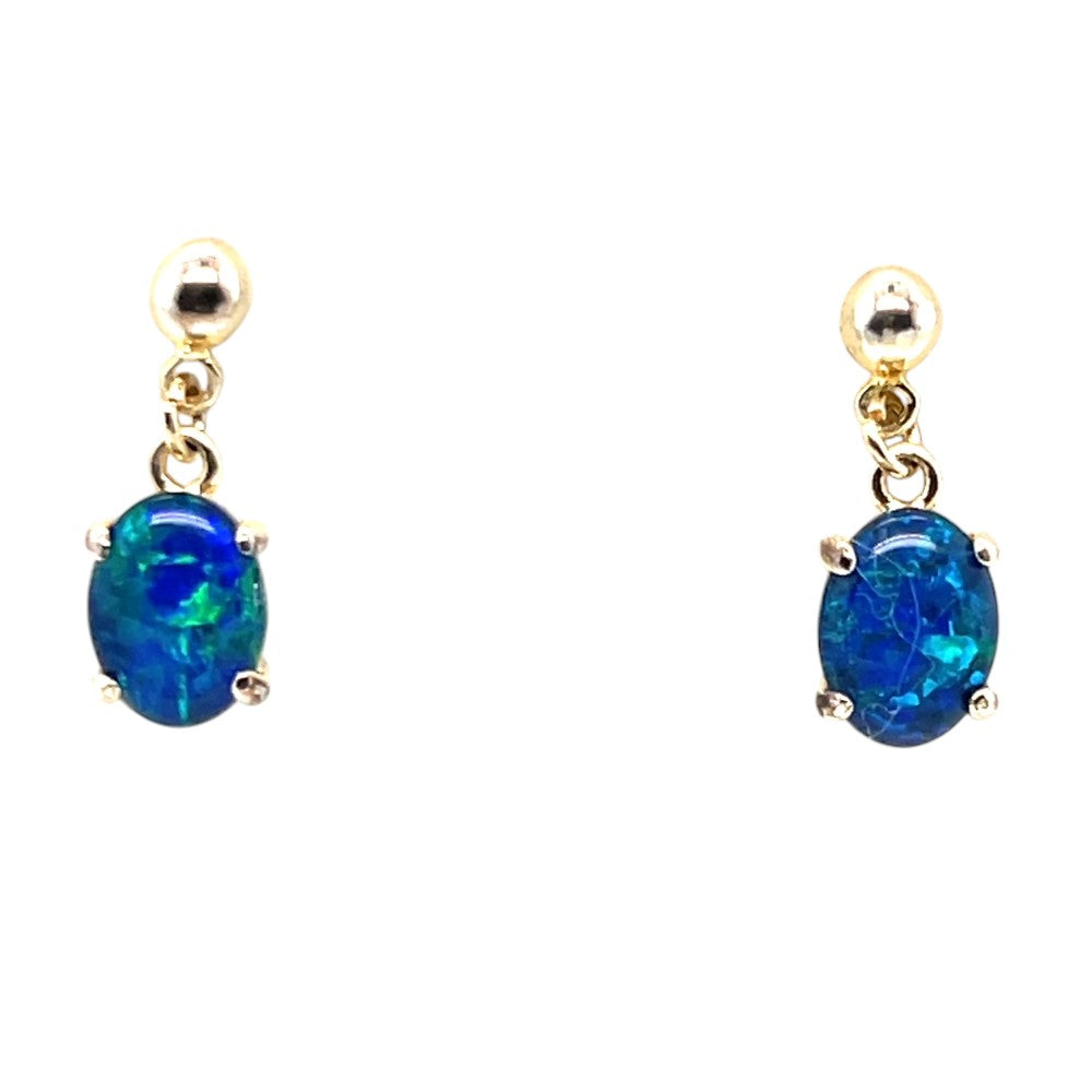 gold plated triplet opal drop earrings (gpte6497) gold plated triplet opal drop earrings (gpte6497)