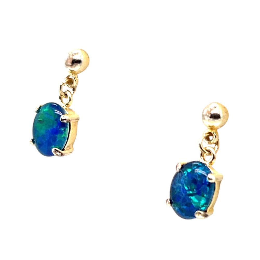 gold plated triplet opal drop earrings (gpte6497) gold plated triplet opal drop earrings (gpte6497)