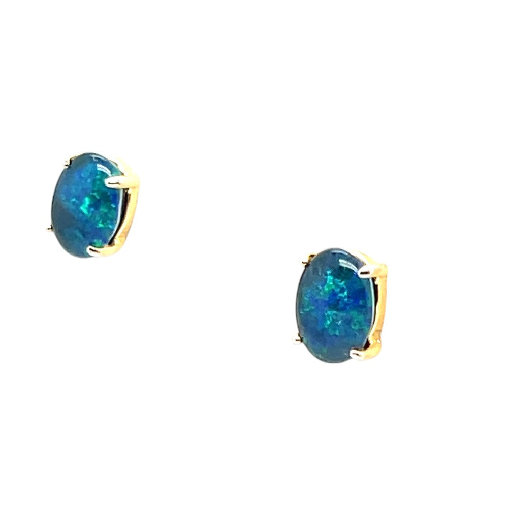 Gold Plated Sterling Silver Triplet Opal Earrings (gpte31)