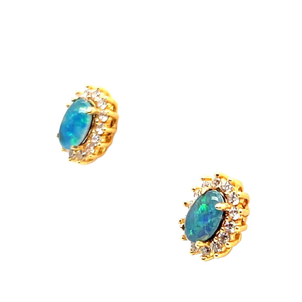 Gold Plated Triplet Opal Earrings (gpte5589) Gold Plated Triplet Opal Earrings (gpte5589)