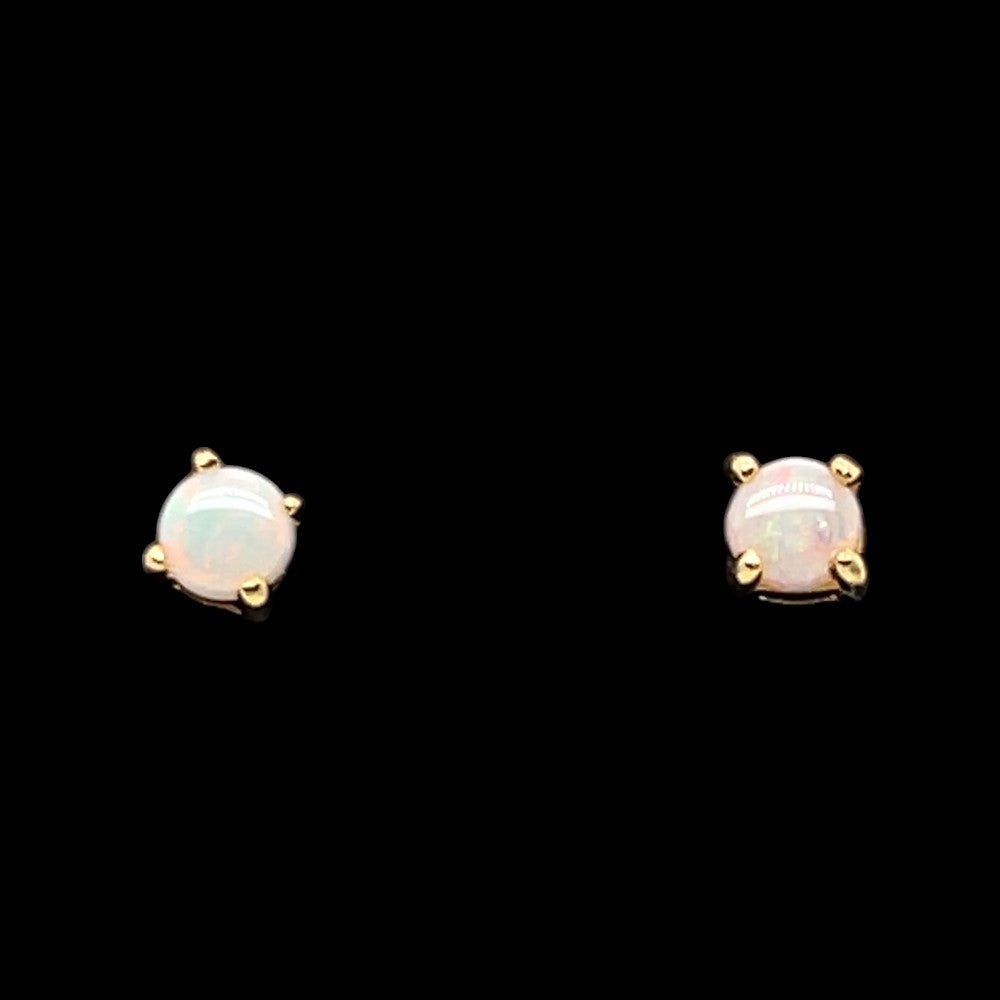 Round Gold Plated Sterling Silver Solid Opal Earrings 4mm (gpse44) Round Gold Plated Sterling Silver Solid Opal Earrings 4mm (gpse44)
