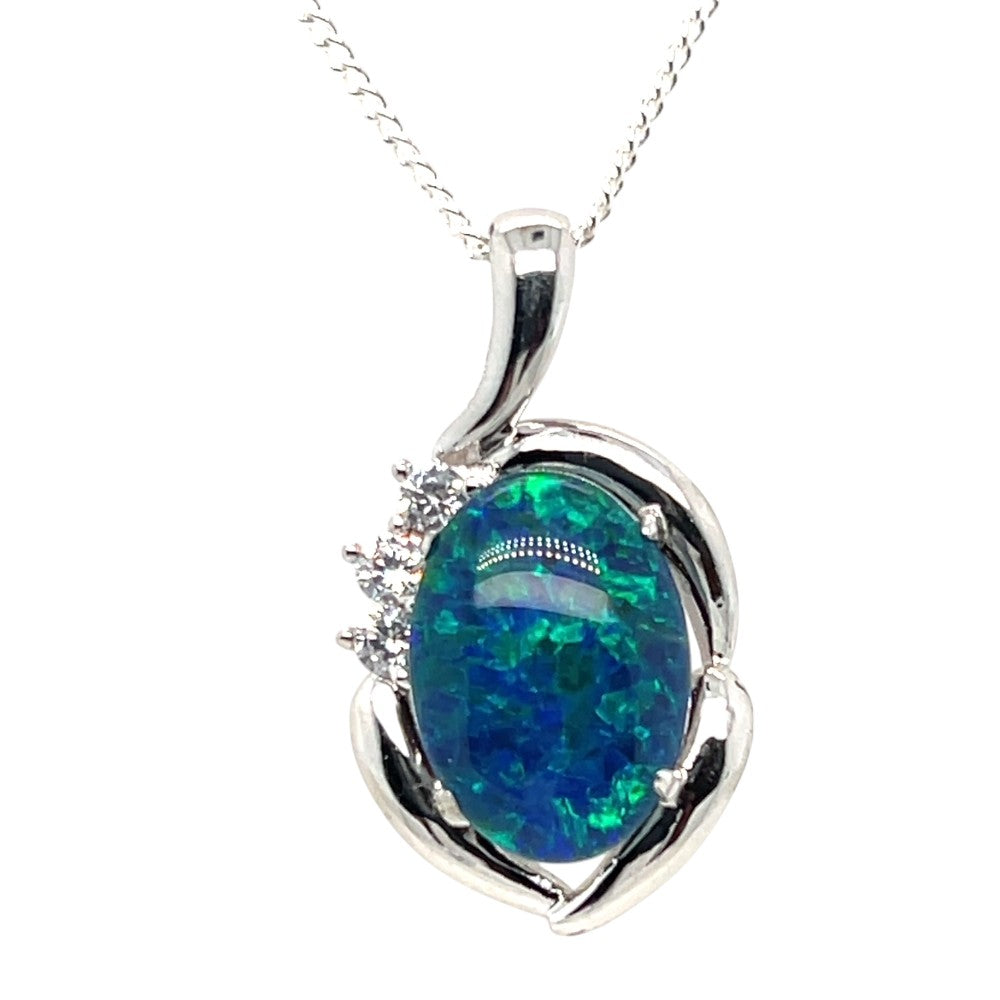 STERLING SILVER TRIPLET OPAL PENDANT (sstp1413) STERLING SILVER TRIPLET OPAL PENDANT (sstp1413)