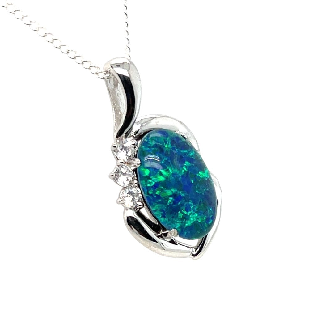 STERLING SILVER TRIPLET OPAL PENDANT (sstp1413) STERLING SILVER TRIPLET OPAL PENDANT (sstp1413)