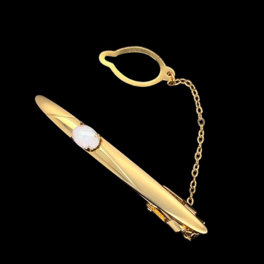 Gold Plated Solid Opal Tie Bar (gpstb15) Gold Plated Solid Opal Tie Bar (gpstb15)