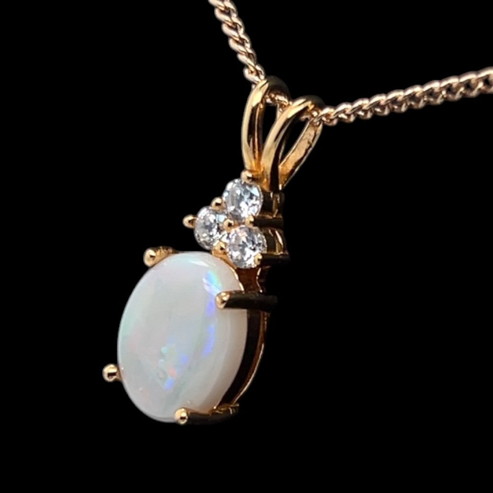 Gold Plated Sterling Silver Solid White Opal Pendant (gpsp8499)