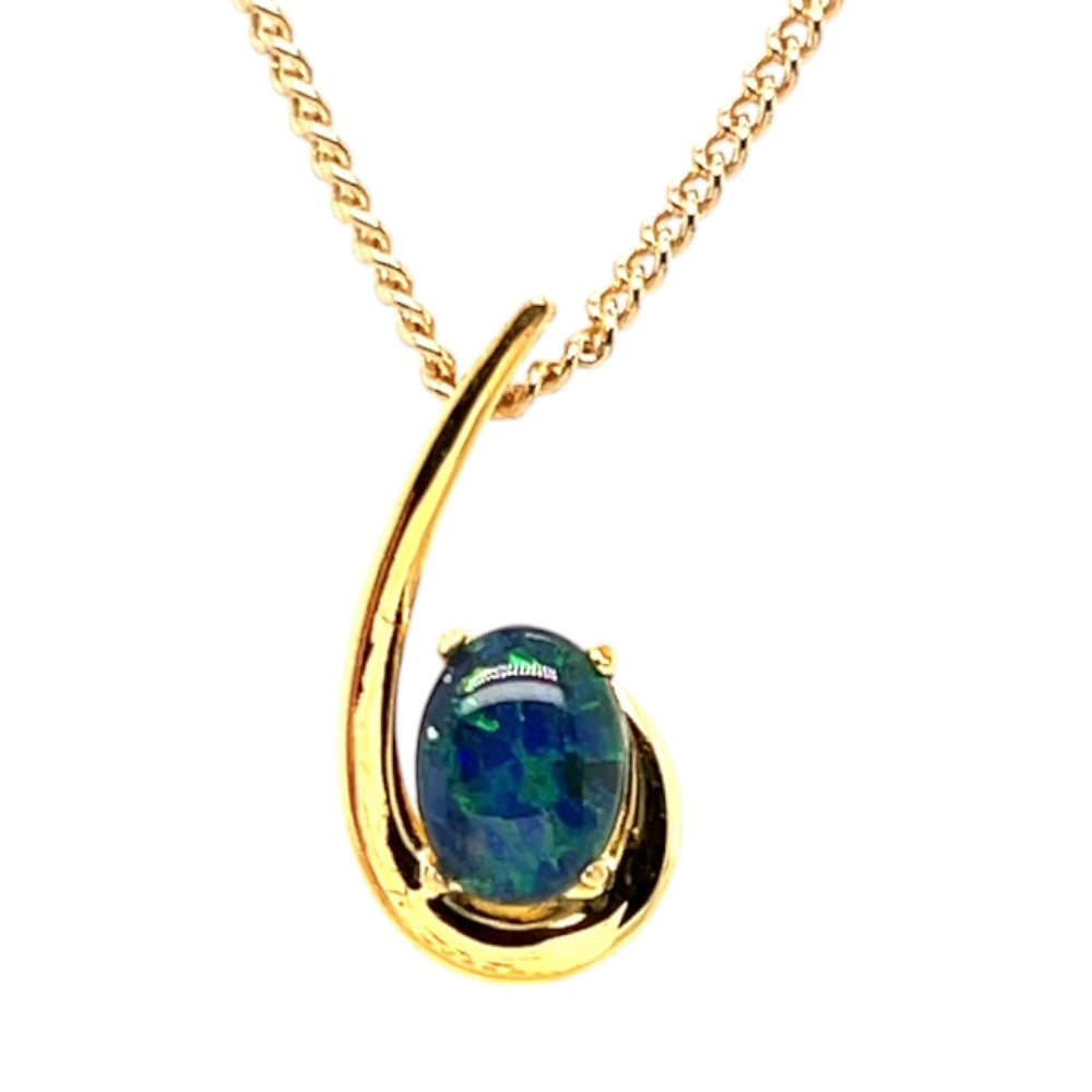 Yellow Gold Plated Sterling Silver Claw Set Triplet Opal Pendant Yellow Gold Plated Sterling Silver Claw Set Triplet Opal Pendant
