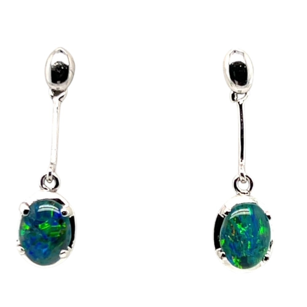Sterling silver drop triplet opal earrings (sste32e) Sterling silver drop triplet opal earrings (sste32e)