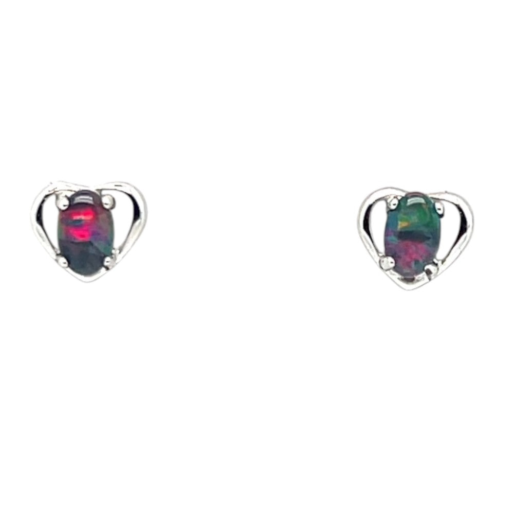 Sterling silver heart shaped triplet opal earrings (sste85) Sterling silver heart shaped triplet opal earrings (sste85)