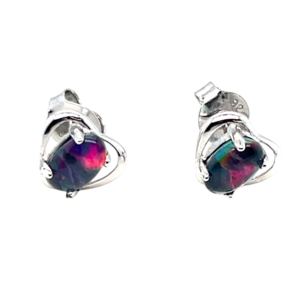 Sterling silver heart shaped triplet opal earrings (sste85) Sterling silver heart shaped triplet opal earrings (sste85)
