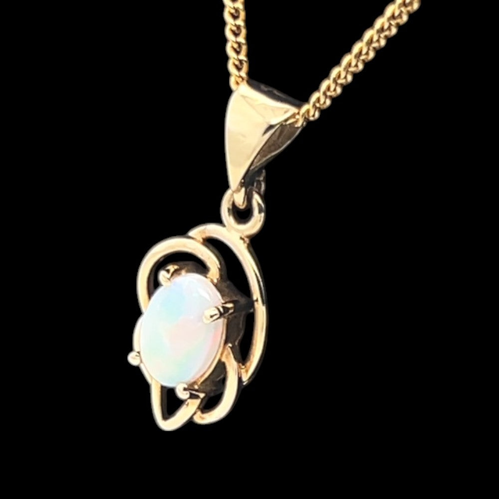 18ct yellow gold solid opal pendant (spe4)