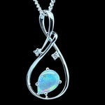 18ct White Gold Solid Crystal Opal Pendant (sp8352)