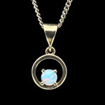 4mm round solid opal 18ct yellow gold pendant (sp7013)