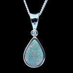14ct White Gold Solid Opal Pendant (sp815)