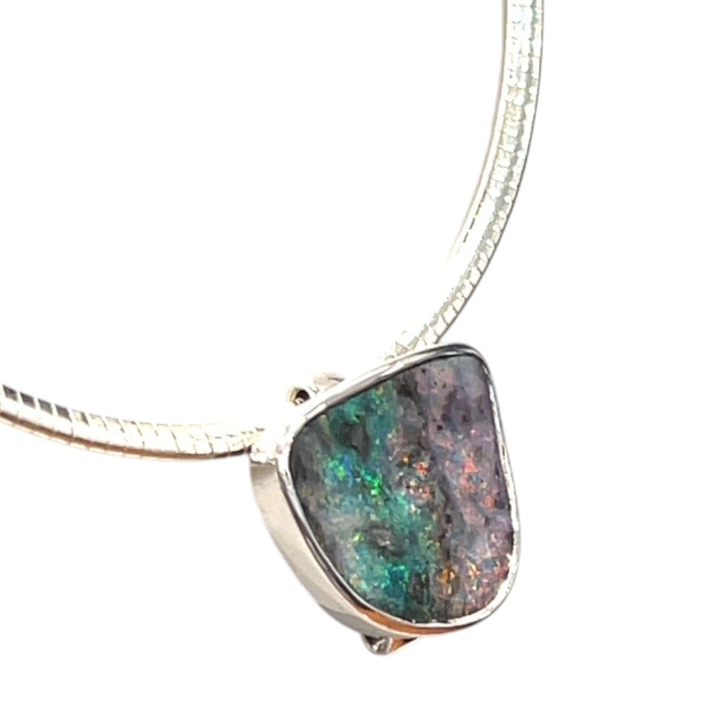 Sterling Silver Solid Opal Boulder Pendant (ssbp355)
