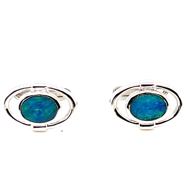 sterling silver doublet opal cufflinks (sscuff7) sterling silver doublet opal cufflinks (sscuff7)