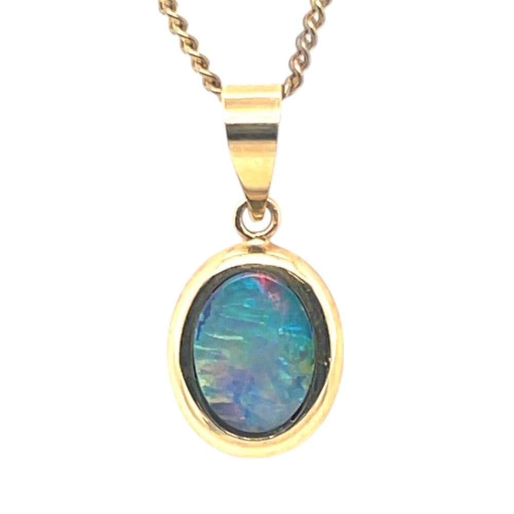 14ct Gold Doublet Opal Pendant (dop914) 14ct Gold Doublet Opal Pendant (dop914)