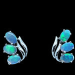 18ct White Gold Solid Opal earrings (se814)