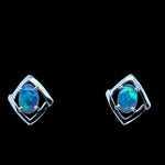 14ct White Gold Solid Opal Earrings (se813)