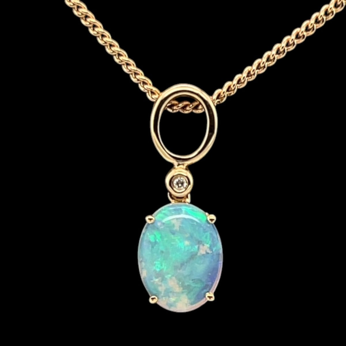 9ct Gold Solid Opal Pendant (sp604)