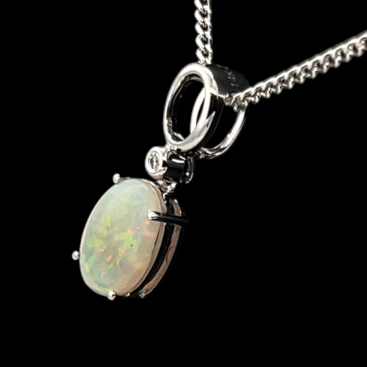 14ct White Gold Solid Opal Pendant (sp602)