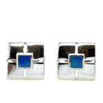 Sterling Silver Doublet Opal Cufflinks (cuff77)