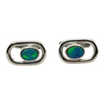 Sterling Silver Doublet Opal Cufflinks (cuff78)