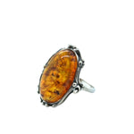 Sterling Silver Amber Ring (ambr180)