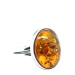 Sterling Silver Amber Ring (ambr186)
