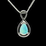 9ct White Gold Solid Opal Pendant (sp594)