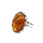 Sterling Silver Amber Ring (ambr201)