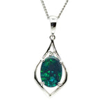 14ct White Gold Black Opal Pendant (bsp36)