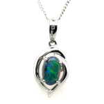 18ct White Gold Black Opal Pendant (bsp39)