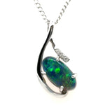 14ct White Gold Black Opal Pendant (bsp38)