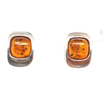 Sterling Silver Square Shaped Amber Earrings (ambear8086)