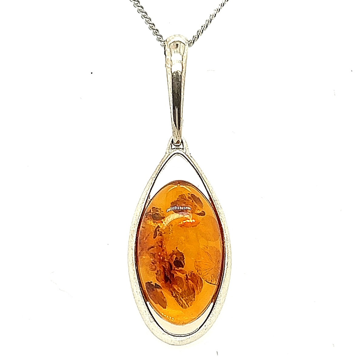 Sterling Silver Amber Pendant (ambpen1111)