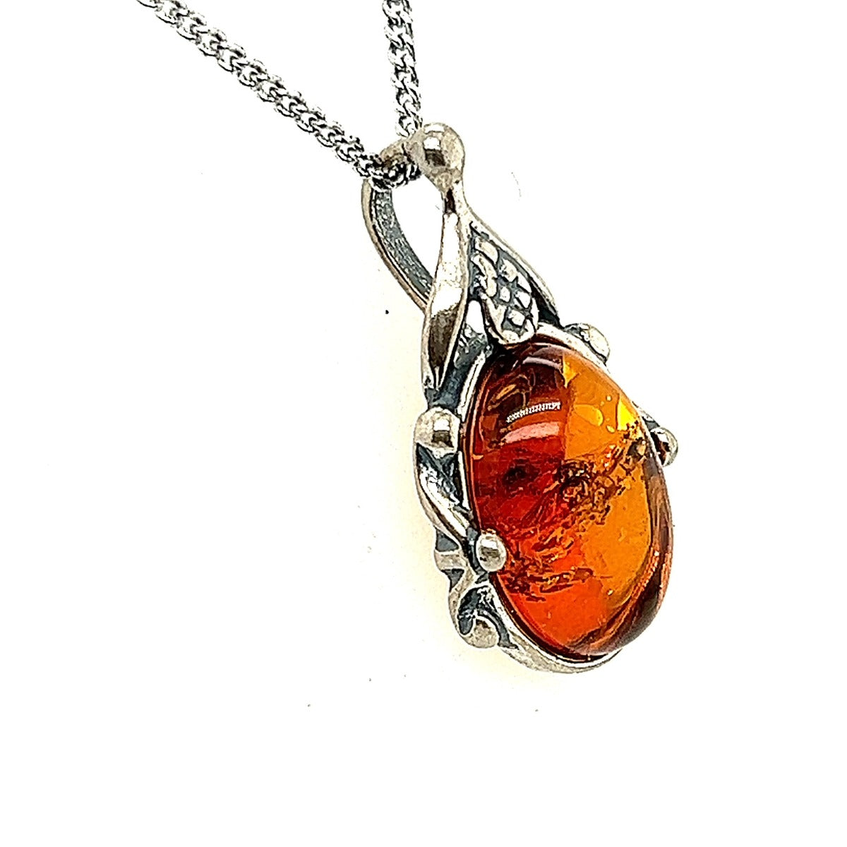 Sterling Silver Amber Pendant (ambpen1112)