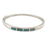 Sterling Silver Inlaid Opal Bangle (bangle10)