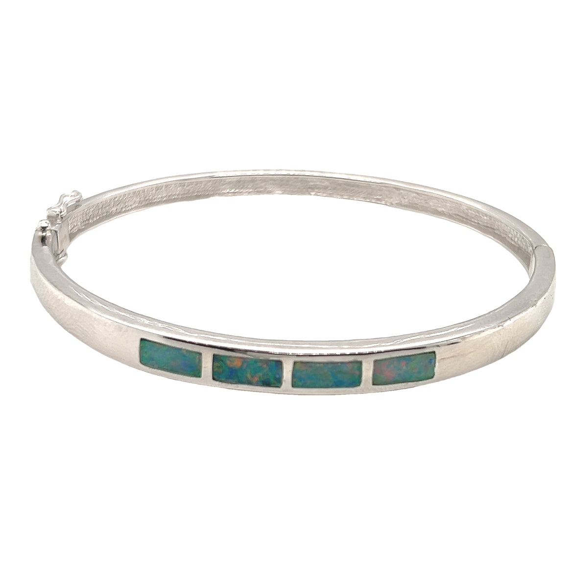 Sterling Silver Inlaid Opal Bangle (bangle10) Sterling Silver Inlaid Opal Bangle (bangle10)