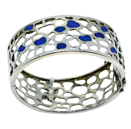 Sterling Silver Inlaid Opal Bangle (ssban27) Sterling Silver Inlaid Opal Bangle (ssban27)