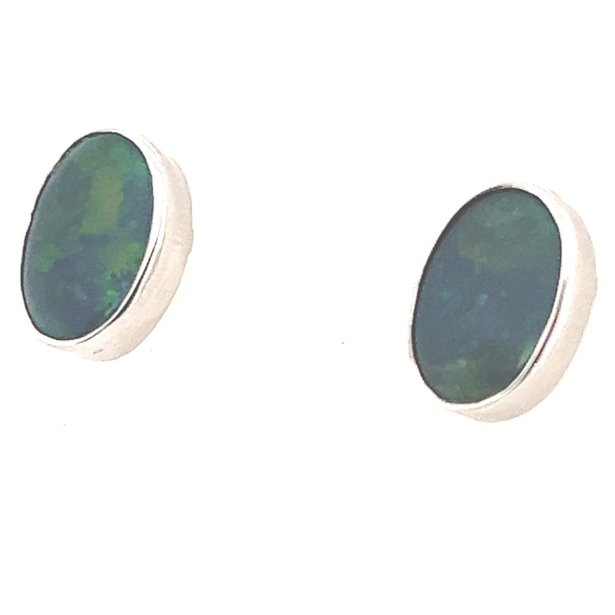 14ct White Gold Black Opal Earrings (blkear60)