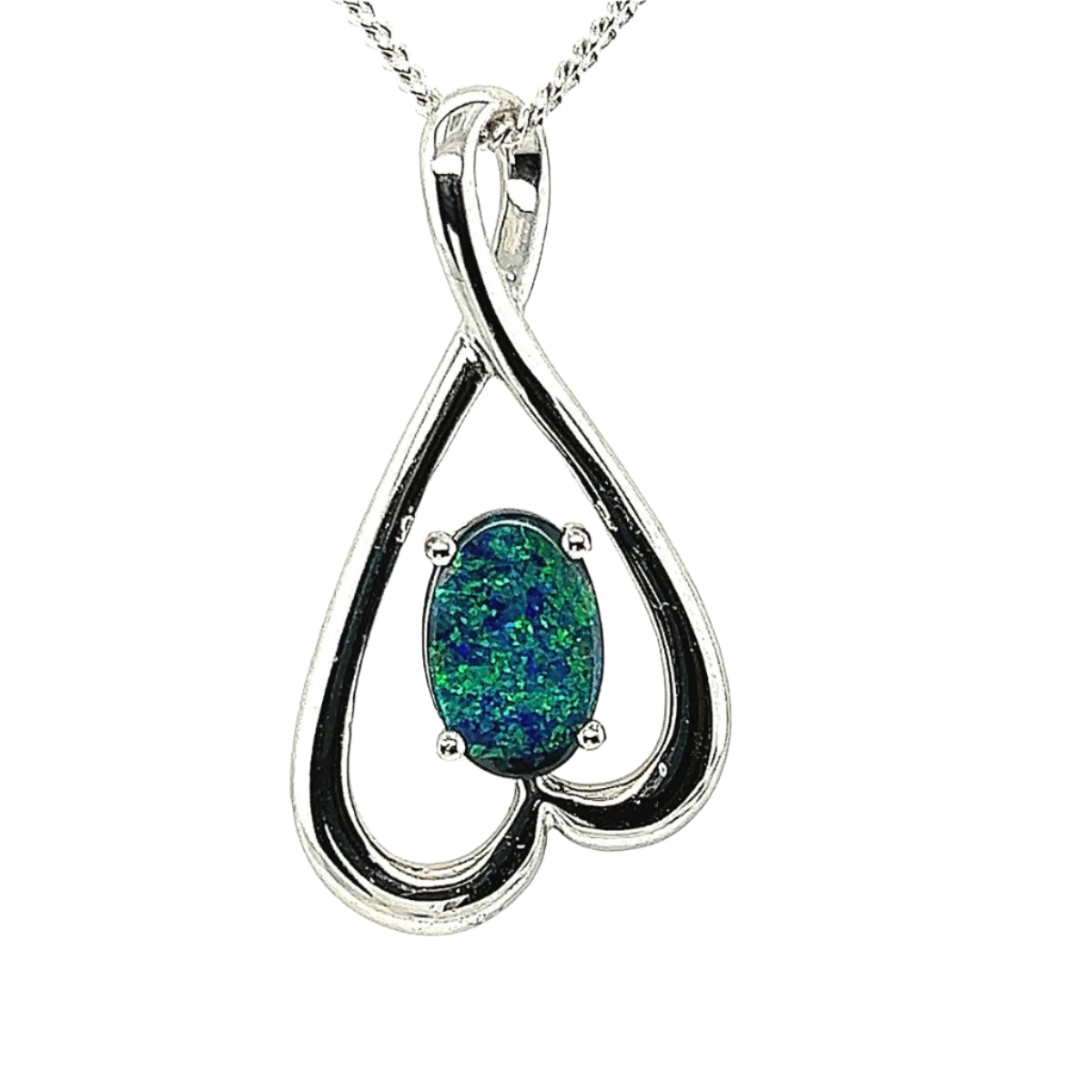 14ct white gold black opal pendant (sp7865) 14ct white gold black opal pendant (sp7865)