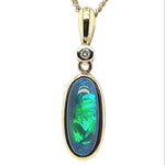9ct yellow gold black opal pendant (sp7853)