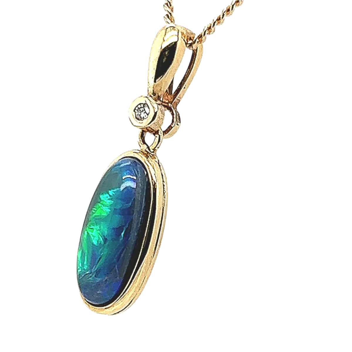 9ct yellow gold black opal pendant (sp7853)
