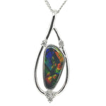 18ct White Gold Solid Black Opal Pendant (sp1117)