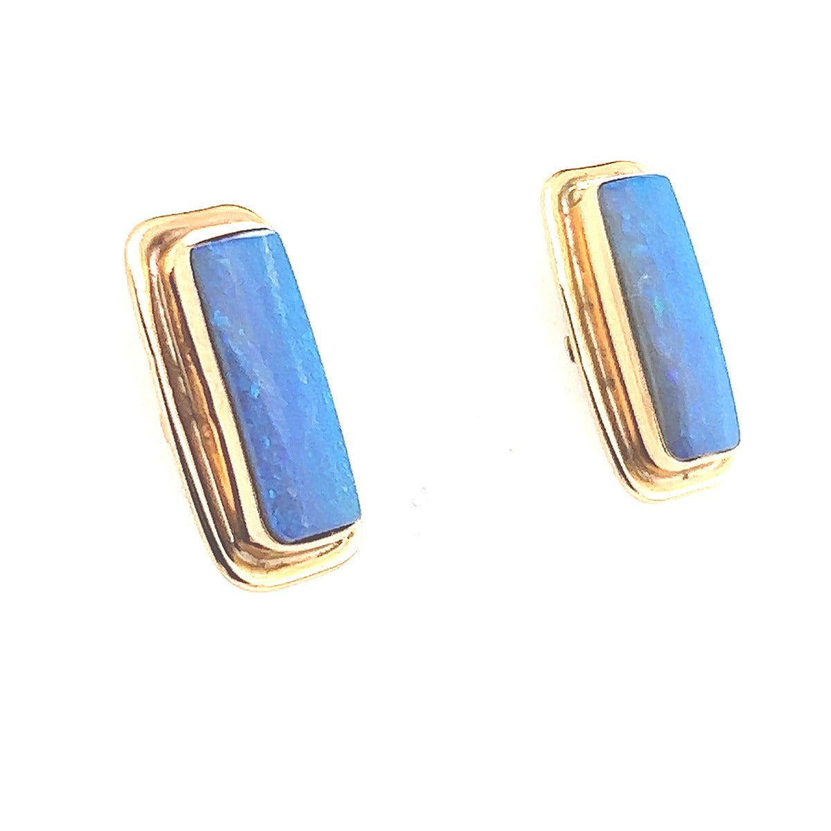 14ct Yellow Gold Boulder Opal Earrings (bouear44)