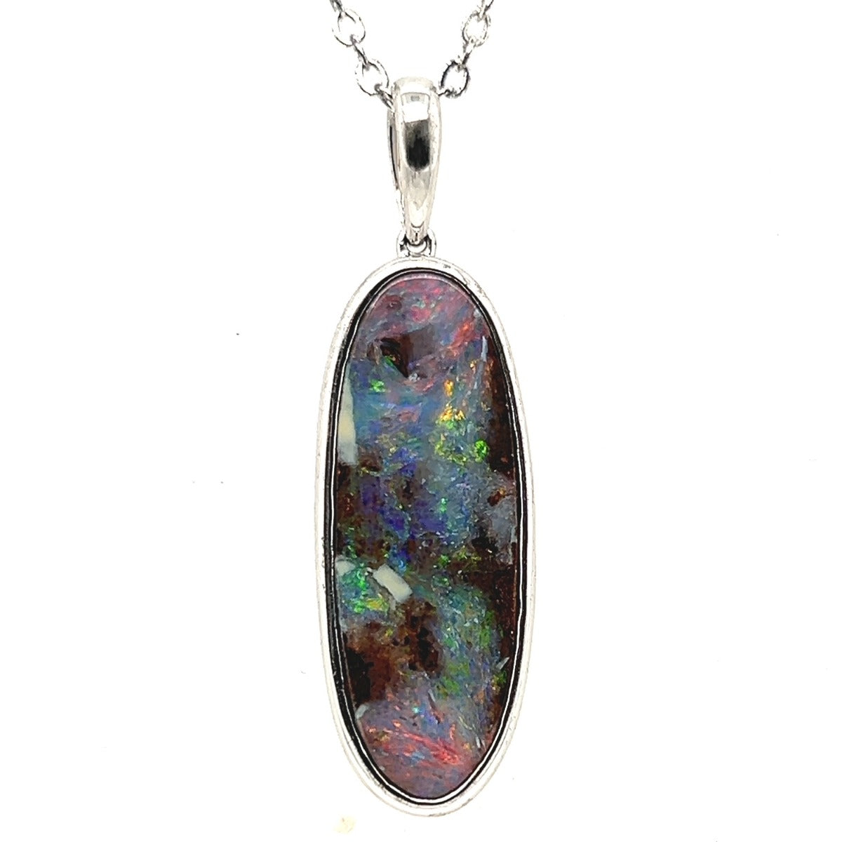 Sterling Silver Boulder Opal Pendant (boup330)