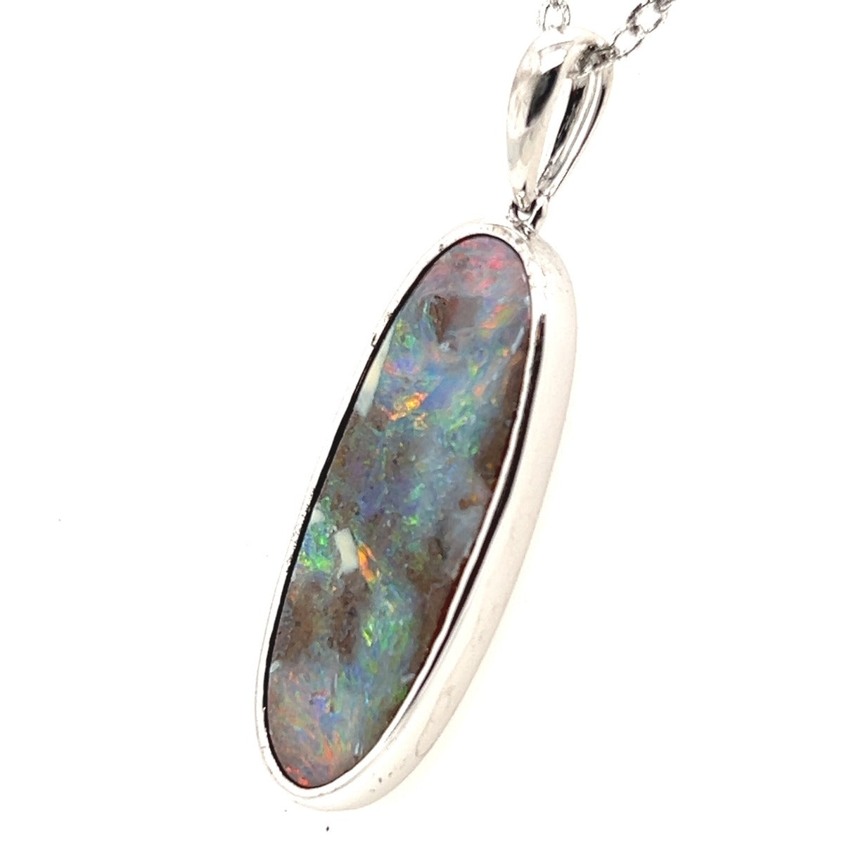 Sterling Silver Boulder Opal Pendant (boup330)