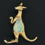 18ct Gold Solid Opal Kangaroo Brooch (gbkan)